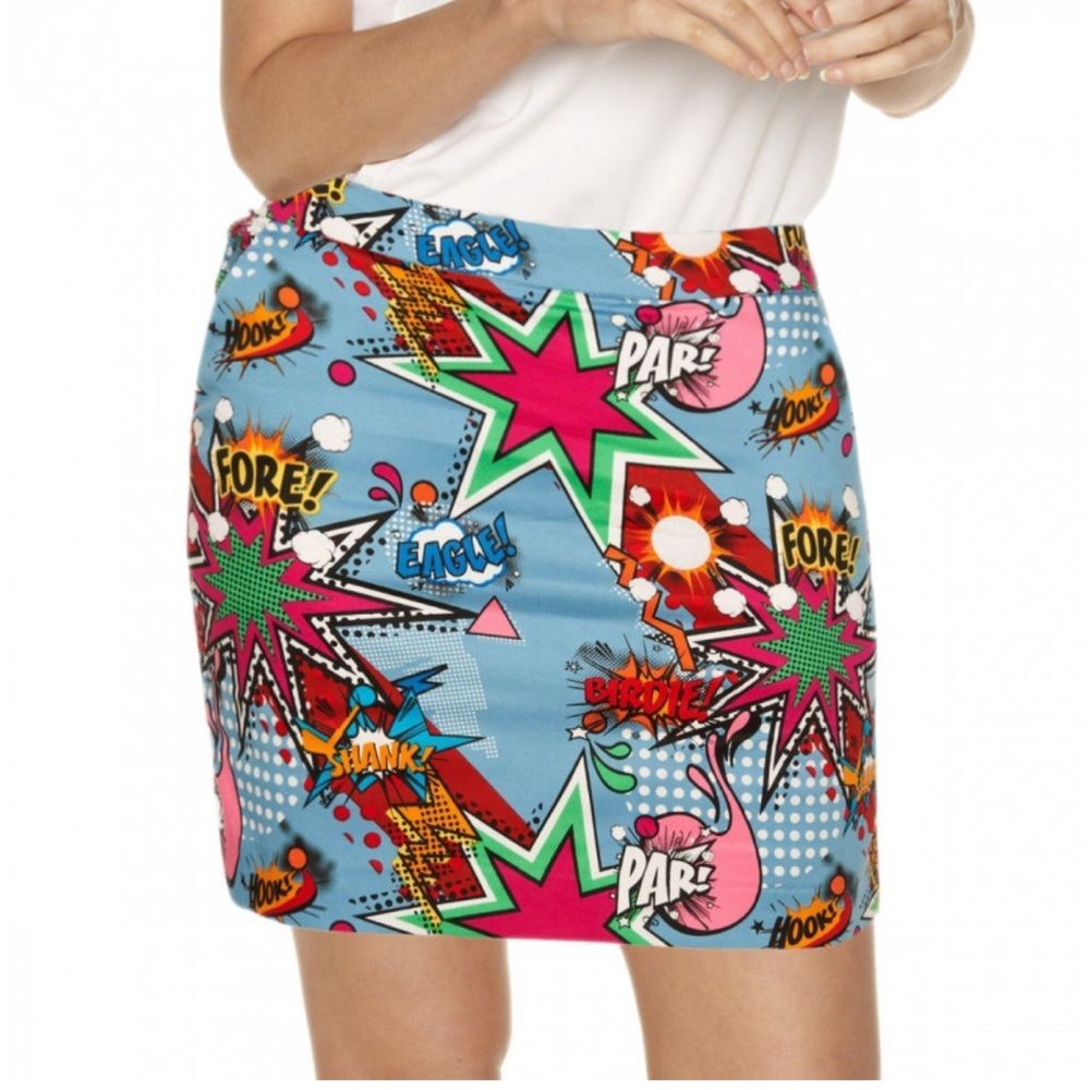 Royal And Awesome Comic Art Partoon Ladies Golf Skort Womens size 12 NWT